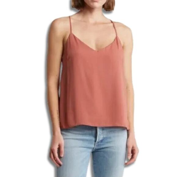 Lush Sleeveless Lace Top Trimmed Back Cami Lightweight Burnt Orange W Small NWT - Picture 1 of 11